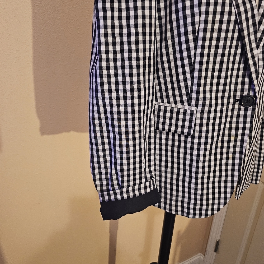 Who What Wear Gingham Blazer in Black and White - Picture 4 of 5